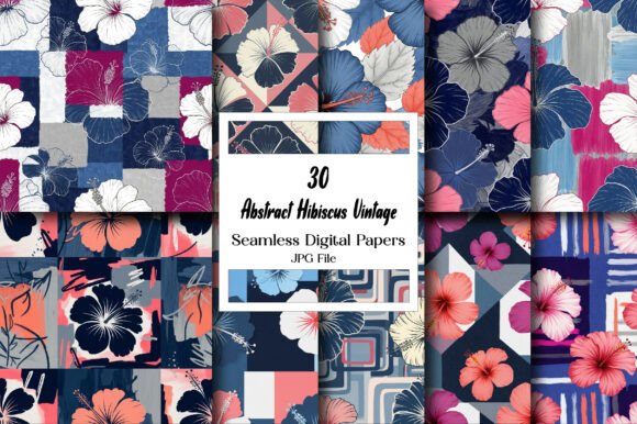 Abstract Hibiscus Vintage Pattern