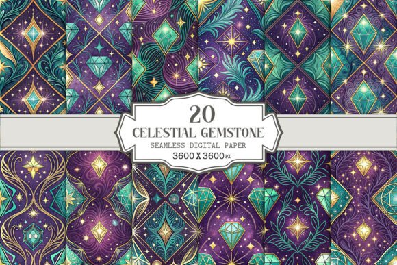 Celestial Gemstone Seamless Pattern Bund: A Digital Designer’s Dream