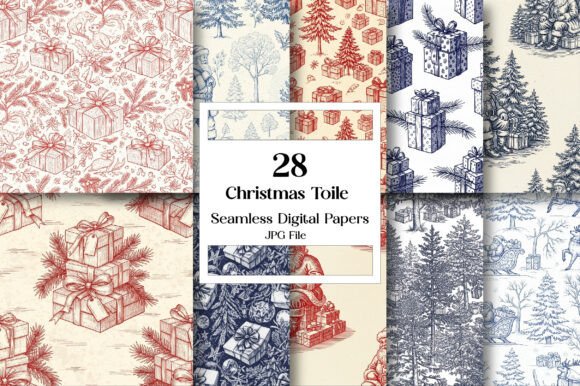 Christmas Toile Digital Paper: A Timeless Addition to Creative Projects