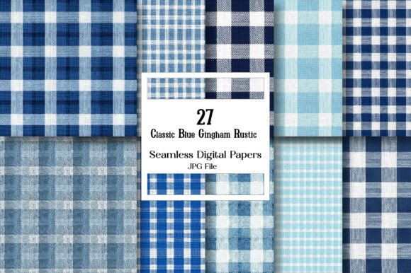 Classic Blue Gingham Rustic Digital: A Timeless Choice for Farmhouse Style
