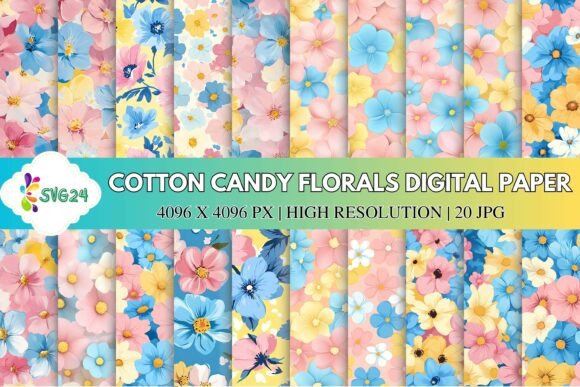 Cotton Candy Florals Digital Paper