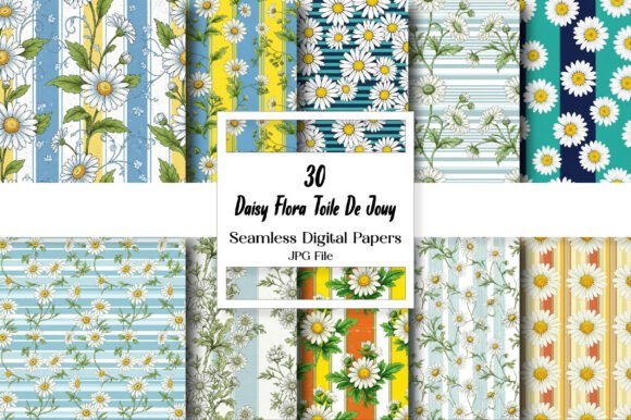 Daisy Flora Toile De Jouy Digital Paper: A Timeless Addition to Your Creative Projects