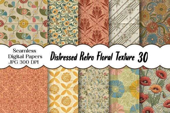Distressed Retro Floral Texture Pack