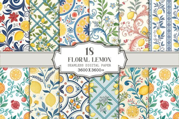 Floral Lemon Seamless Pattern Bundle – A Versatile Design for Digital and Print Projects