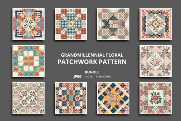 Grandmillennial Floral Patchwork Pattern: A Nostalgic Fusion of Vintage and Modern Design
