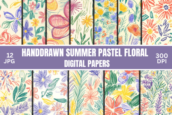 Handdrawn Summer Pastel Floral Pattern: A Versatile Digital Design for Every Creative Need