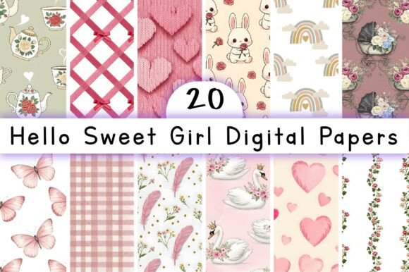 Hello Sweet Girl Digital Papers: A Versatile Creative Resource for Every Project