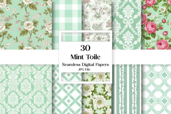 Mint Toile Digital Paper Pack, Vintage: A Timeless Addition to Creative Projects