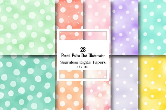 Pastel Polka Dot Watercolor Digital Paper