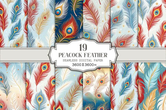 Peacock Feather Seamless Pattern Bundle: A Versatile Design Asset for Creative Workflows