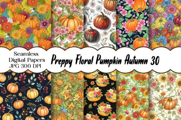 Preppy Floral Pumpkin Autumn Pattern: A Creative Essential for Fall