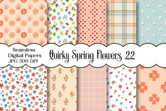 Quirky Spring Flowers Seamless Papers