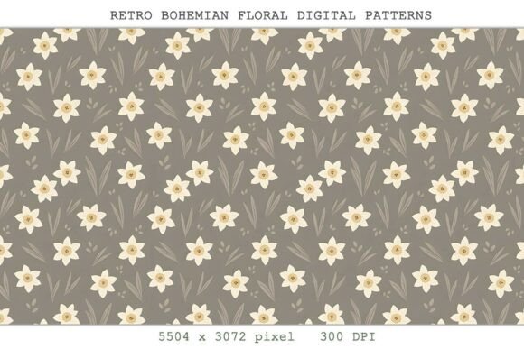 Retro Bohemian Floral Digital Pattern: A Versatile Design for Creative Projects