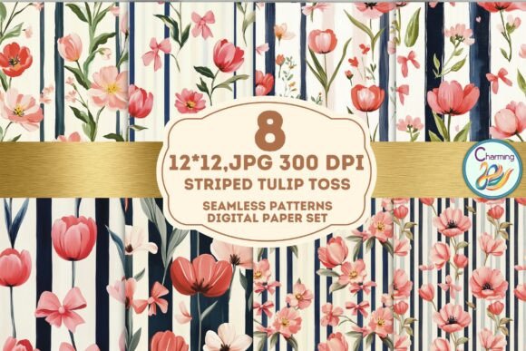 Seamless Paper Striped Tulip Toss