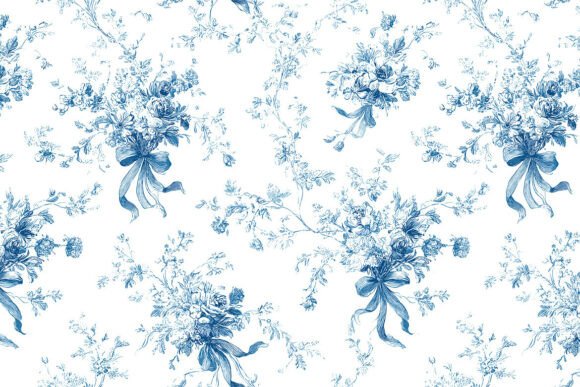 Seamless Pattern 9 Blue Toile De Jouy