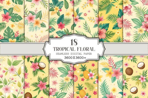 Tropical Floral Seamless Pattern Bundle: A Versatile Design Resource for Creative Professionals