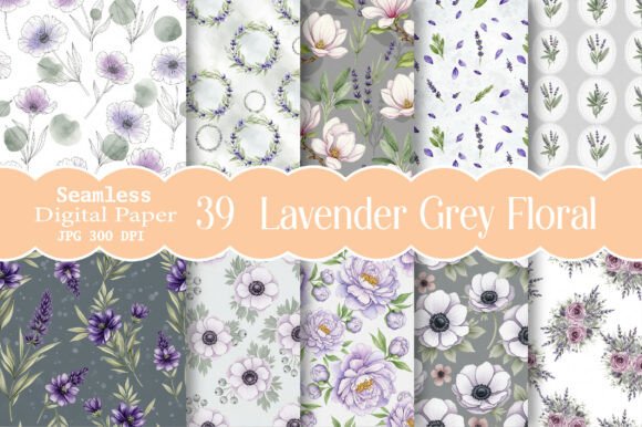 Unveil Your Aesthetic Brilliance with the Lavender Grey Floral Digital Paper Set