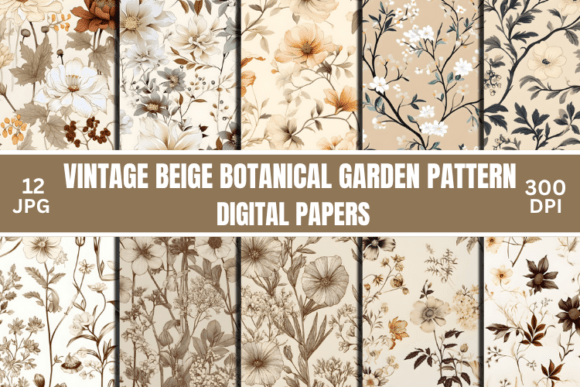 Vintage Beige Botanical Garden Pattern: A Timeless Digital Asset for Creative Projects