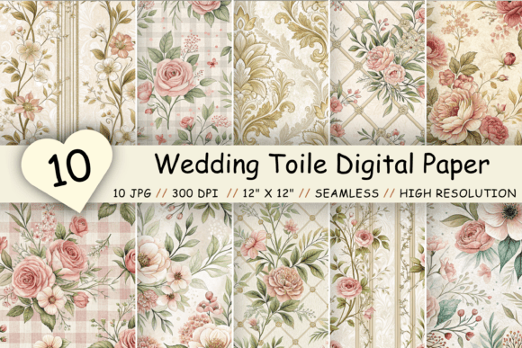 Wedding Toile Digital Paper Pack: A Versatile Tool for Creative Projects