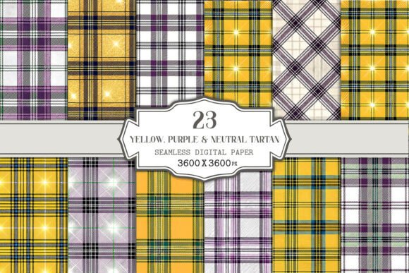 Yellow, Purple Neutral Tartan Seamless